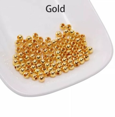 600 PREMIUM QUALITY ACRYLIC SPACER BEADS 2MM GOLD JEWELLERY MAKING XMAS - Picture 2 of 2