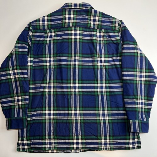 LL Bean Blue Green Plaid Fleece Lined Flannel Shacket Jacket Men’s Size Large - Picture 5 of 7