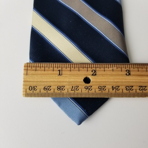 Men's Don Loper Classic Striped Necktie Tie Blue and Brown Polyester - Picture 5 of 5