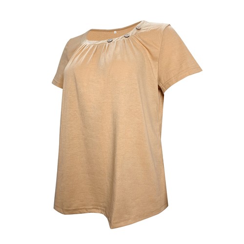 Womens Summer Blouse T-Shirt Tops Tunic Pullover Short Sleeve Tees Casual Solid - Picture 9 of 30