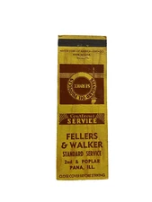FELLERS & WALKERS STANDARD OIL SERVICE Matchbook Matchcover - PANA, ILLINOIS