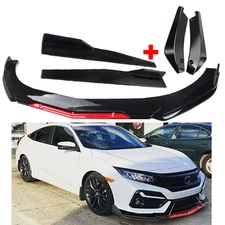 Front Bumper Lip Splitter Spoiler Body Kit + Side Skirt For Honda Accord Glossy