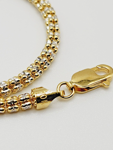 10KT Gold* Ice 2 tone Bracelet 7.02 Inches x 3.39 mm Lobster Clasp - Picture 3 of 6