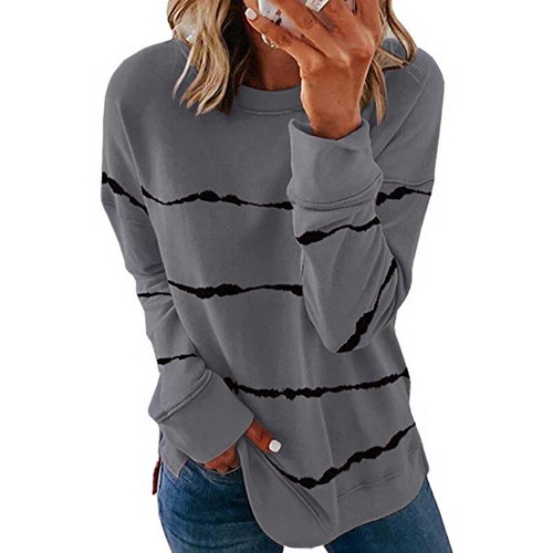 Übergröße gestreiftes Langarmshirt Oberteil lässig locker Tunika Pullover für Damen - Bild 23 von 23