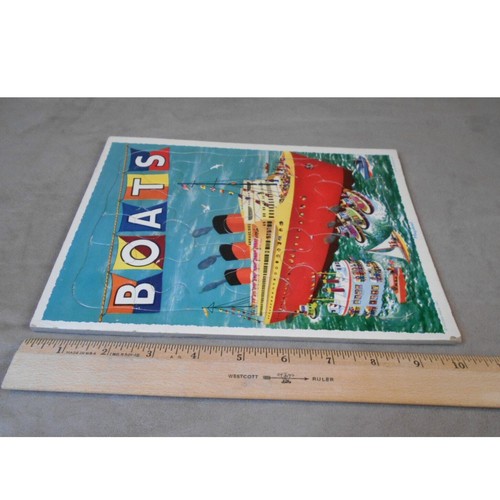 Vintage Playskool Golden Press Tray Puzzle BOATS 80-2C 10" X 8" USA Tugboat - Picture 3 of 7