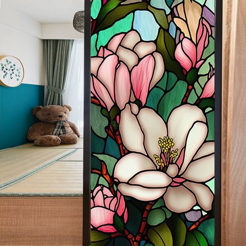 🔥3D Privacy Static Cling Frosted Stained Window Film Flower Birds Glass Sticker - Picture 25 of 83