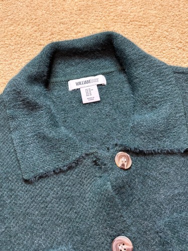 William Rast Dark Green Soft Fuzzy Nylon Sweater Cardigan Shirt Jacket Shacket M - Picture 4 of 4