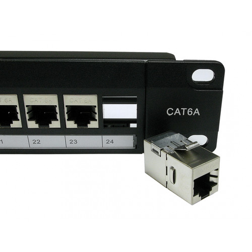 Cat6A Shielded 24 Port Patch Panel Rack Mountable Network Ethernet 1U 19" Plug