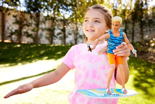 Ken Doll with Surfboard and Pet Puppy, Poseable Blonde Barbie Ken Beach Doll wit - Picture 2 of 3