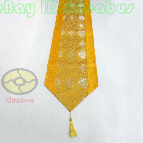 13"x78" Chinesischer Glücklicher Heiliger Lotus Muster Seide JACQUARD Tischläufer & Quasten - Bild 31 von 59