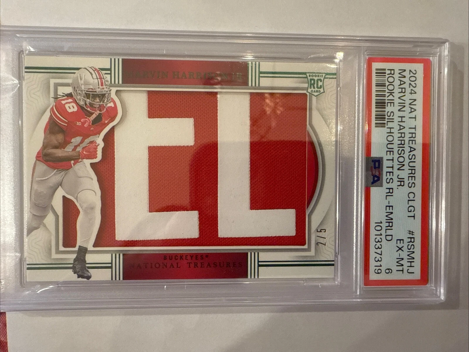 Marvin Harrison Jr. Panini National Treasures Collegiate Rookie Silhouettes Relics #RSMHJ Emerald