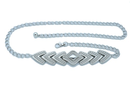 Women Fashion Belt Hip Waist Silver Metal Chain Arrowhead Charm Buckle XS S M - Picture 4 of 24