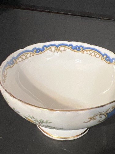 Vintage Foley China Broadway Blue Open Footed Sugar Bowl Brain & Co England - Picture 7 of 7