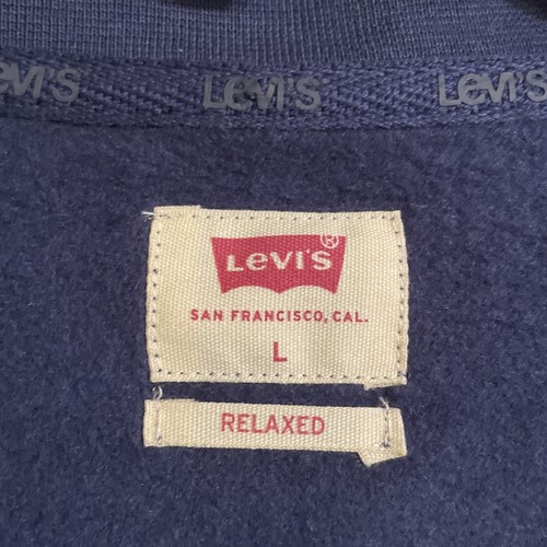 Men's Levi's Grandpa Sweater Button Up Fleece Pockets Navy Size Large Cardigan - Picture 4 of 8