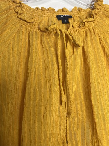 Torrid Womens Blouse 2X Mustard Yellow Victorian Boho Semi Sheer Flowy Romantic - Picture 4 of 6