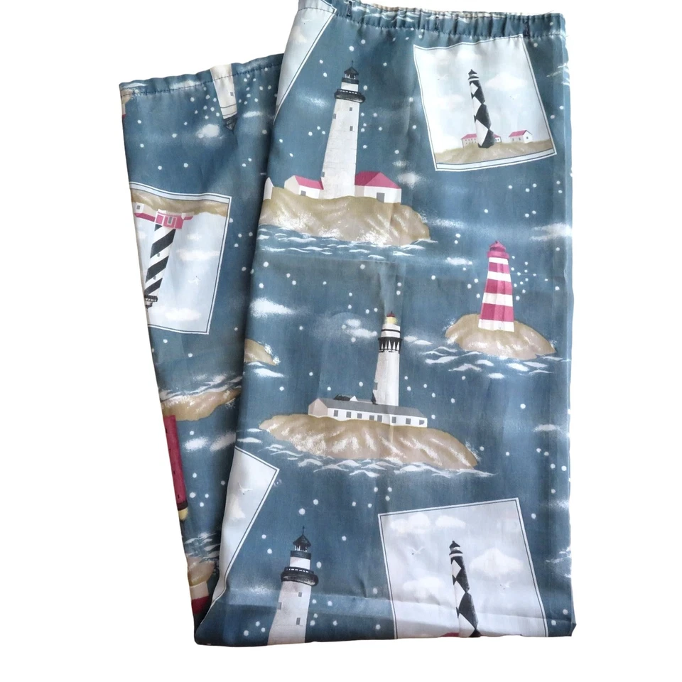 Cortina de Ducha Vintage Muelles Tela Multicolor Azul Luz Casas Estrellas EE. UU. Foto 3 de 4