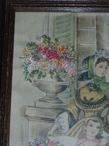 French Fashion Advertising Shadowbox Print on Fabric Godey Ladies Embelished - Picture 3 of 9