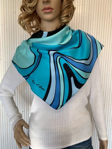 Foulard carré 90cm Vintage Turquoise Guy St Honoré Cadeau pour Femme FO672 - Imagen 3 de 11