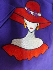 New Purple T Shirt Red Hat Embroidery Gildan Short Sleeved Size M