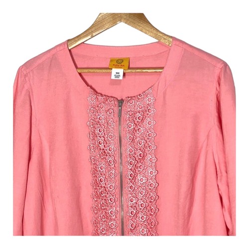 Ruby Rd Woman Linen Jacket Lace Front Plus Size 16W Business Casual Office Work - Picture 4 of 5