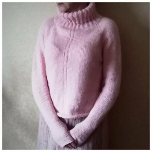 Rosa Strick Hand Flauschig Warm Damen Pullover Leicht Elegant Fingerlos Rollkragen - Bild 4 von 12