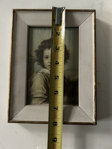 Antique silk print child D'arte Alma Milano Italy 1960's Gilt Frame - Picture 6 of 12