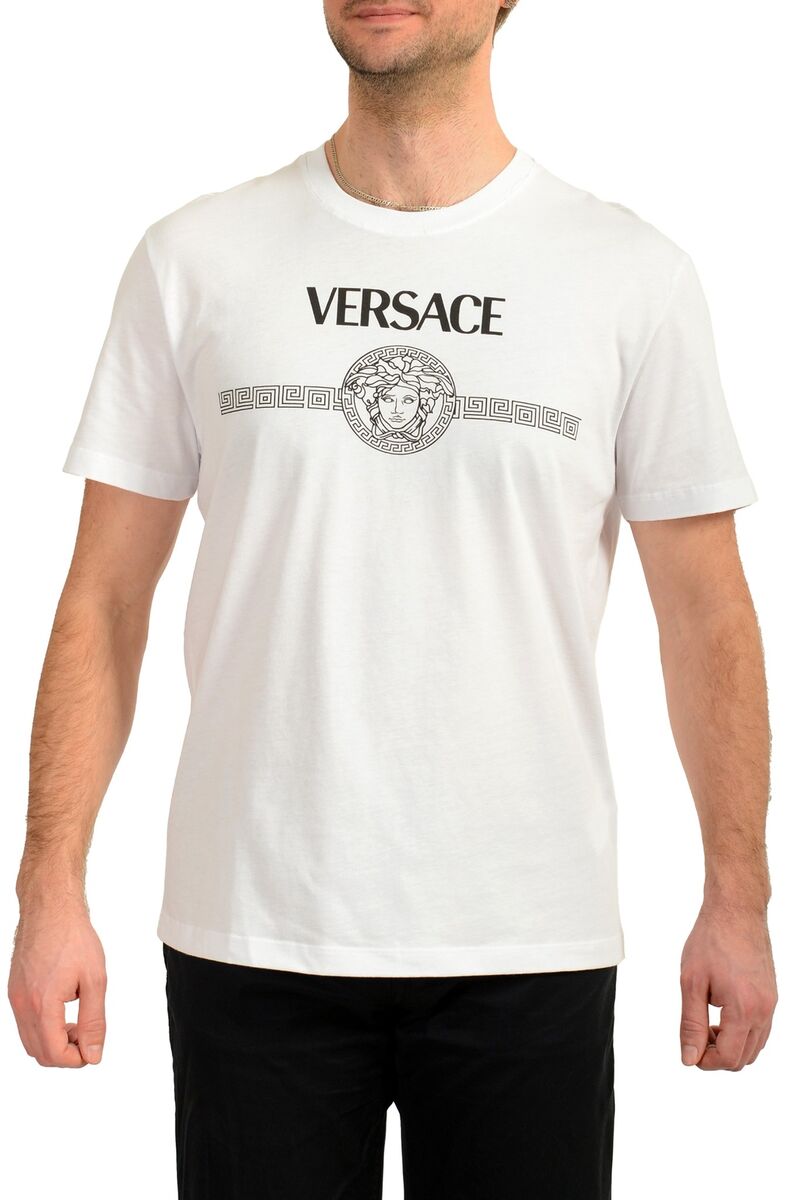 Tシャツ・カットソー VERSACE 'Medusa' logo print T-shirt White Versace Men's White Short Sleeve White Medusa Logo Print T