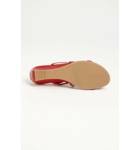 NEW Stuart Weitzman Red Patent Leather TIFFANY Strap Wedge Sandal 9.5 M - Picture 4 of 10