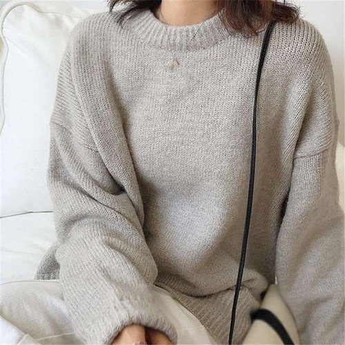 Elegante Suéter Suéter Suelto O Prendas de Punto Tejido de Gran Tamaño para Mujeres Cuello - Imagen 13 de 15
