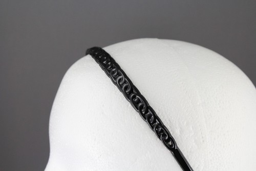 Black circle chain link jelly skinny narrow headband soft stretch grip teeth - Picture 2 of 11