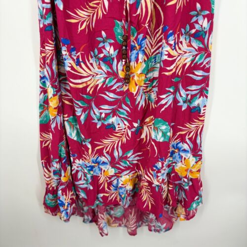 Harlow & Rose Womens XL Maxi Sun Dress Bright Pink Tropical Floral Sleeveless - Picture 4 of 10
