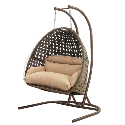 Island Gale Upgraded Luxury Double Seat Outdoor Patio Hanging Wicker Swing Chair - Bild 12 von 12