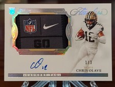 CHRIS OLAVE 2022 Flawless Laundry Tag Swoosh Patch On-Card Auto RC 1/3 #LTS-CO