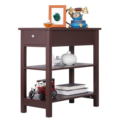Segawe Narrow End Table 24" Side Sofa Console Table with 1 Drawer Storage Brown - Picture 20 of 24