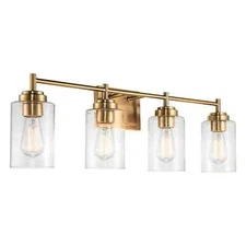 Kira Home Brenton 32" 4-Light Modern Chic Vanity / Bathroom Light + Seeded Cylin