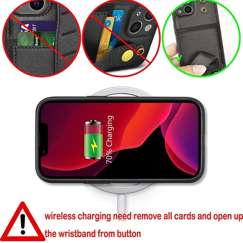 Für iPhone 13 /13 Pro /13 Pro Max Wallet Case Leder Handgelenktasche Kartenfach Hülle - Bild 23 von 41