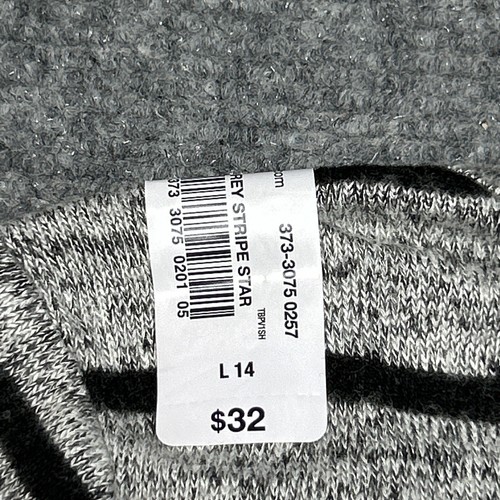 Arizona Jean Co Sweater Girls L 14 Gray Black Striped Sequin Star New - Picture 7 of 9