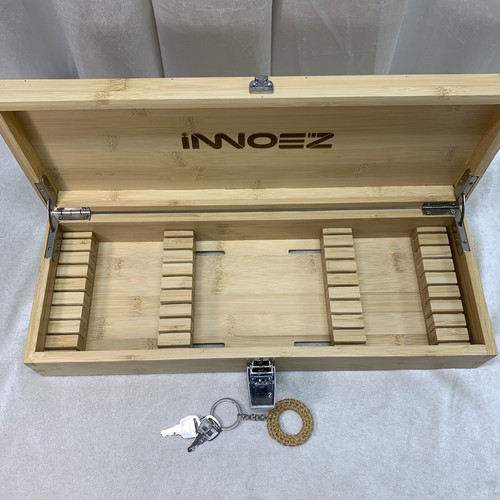 Lockable Bamboo Kitchen Knife Storage Organizer Holder Lock BOX With Keys NEW - Picture 2 of 15