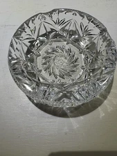 Ashtray Vintage Crystal Cut Clear Glass