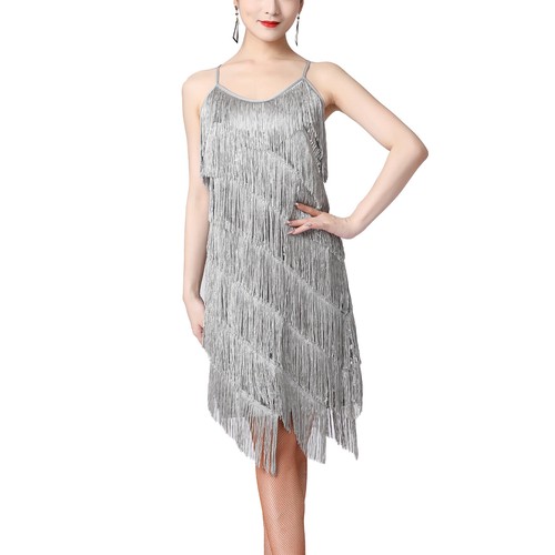 Women's Sequins Tassel 1920s Party Costume Latin Ballroom Dress Dancewear - Imagen 20 de 80