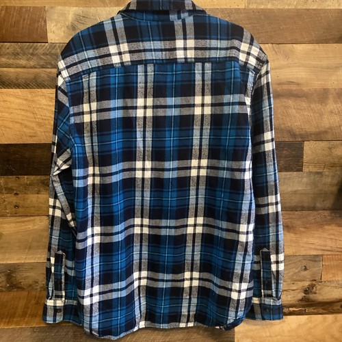 Camisa de franela para hombre American Eagle azul/verde azulado/blanco a cuadros talla grande ajuste de preparación - Imagen 4 de 7