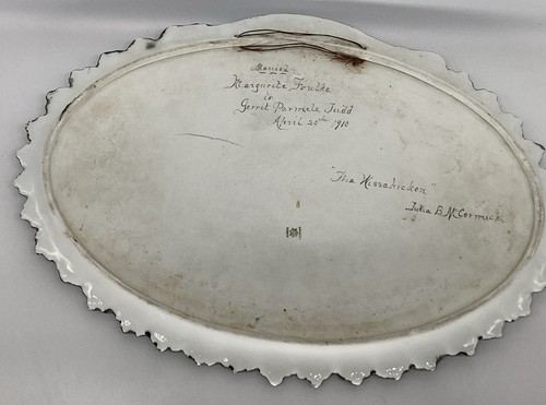 Placa de pared pintada a mano Limoges bodegón cerámica firmada por artista antigua década de 1900 - Imagen 6 de 13