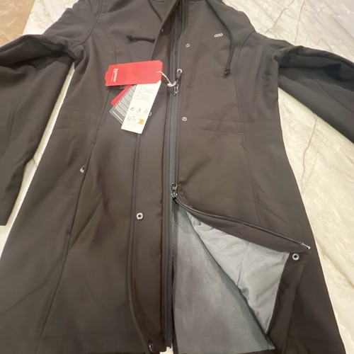 33,000ft Women M Long Black Jacket Hood Fleece Lined Waterproof Windbreaker NWT - Picture 13 of 24