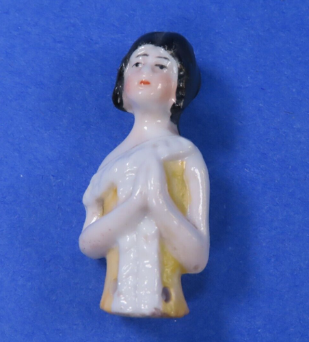 Antique Vintage Porcelain Half Doll Pincushion Girl 2-7/8" - Picture 7 of 11