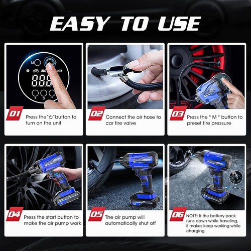 Inflador de neumáticos inalámbrico DC12V compresor de aire 150PSI bomba de automóvil portátil recargable - Imagen 5 de 10