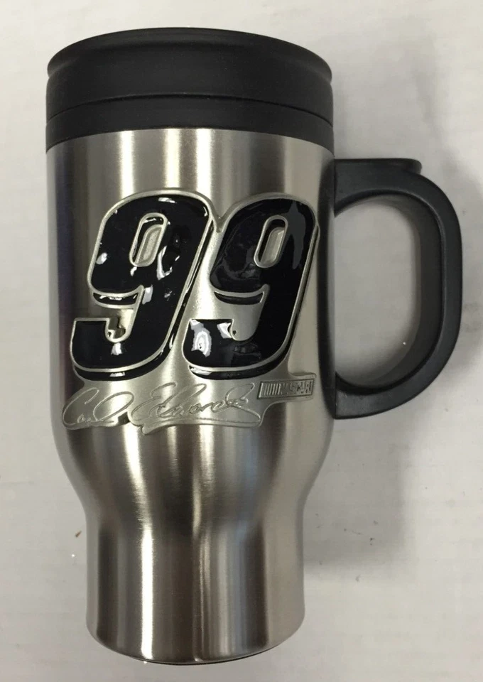 Vaso térmico de viaje NASCAR Carl Edwards #99 16 oz acero inoxidable Foto 2 de 3