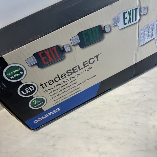 Compass Hubbell CC SQ Series Combination LED Exit/Emergency Light Combo New - Picture 2 of 4