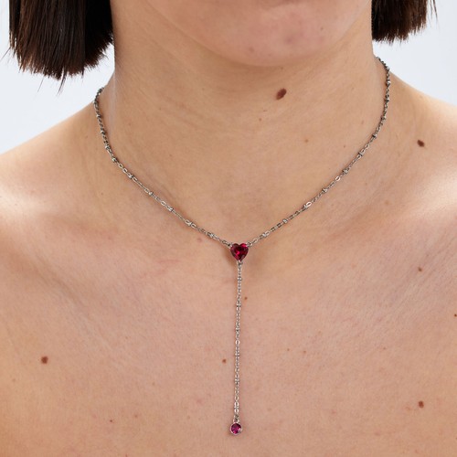 SAGAPO COLLANA CRAVATTINO DONNA IN ACCIAIO E CUORE ROSSO S'AGAPO SDZLE01 Sagapò - Foto 2 di 4