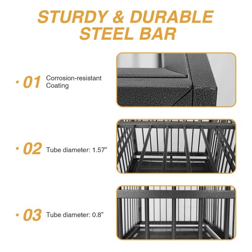 36" Metal Dog Crate Heavy Duty Cage Kennel Heavy Duty w/wheels &Tray Silver Gray - Picture 8 of 19