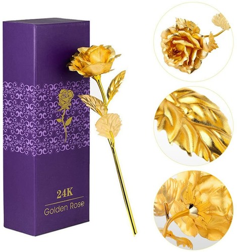 Lámina de oro de 24 quilates con flor de rosa chapada en oro para regalo de San Valentín AMOR regalo de lujo - Imagen 5 de 7